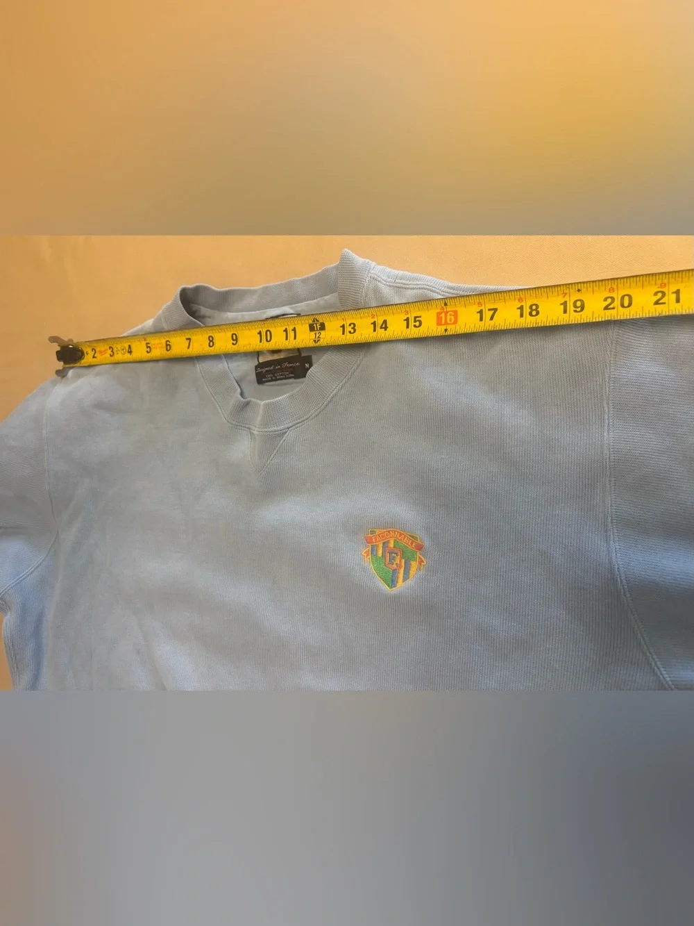 Vtg Faconnable Pullover Sweatshirt Sweater Mens Sz M Blue Crew Neck Crest Logo
